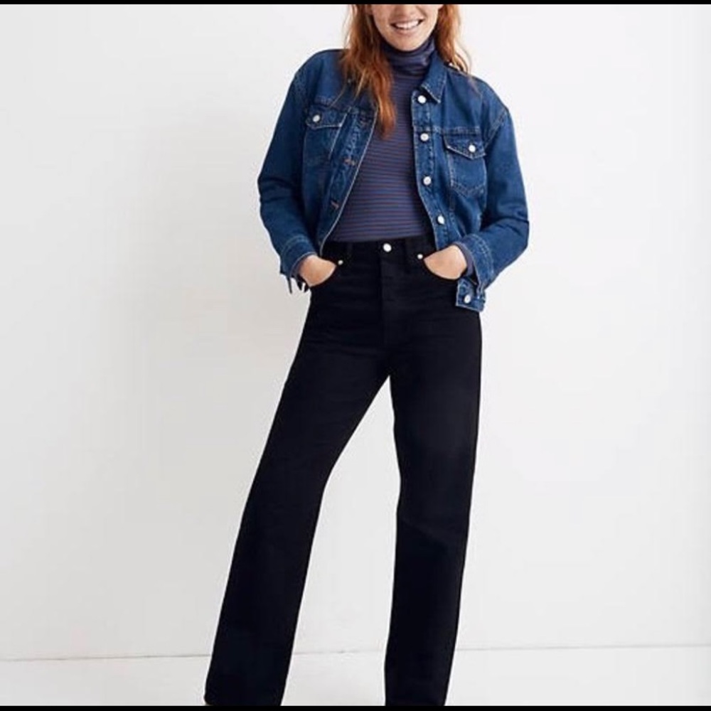 Madewell flannel lined boxy crop jean jacket